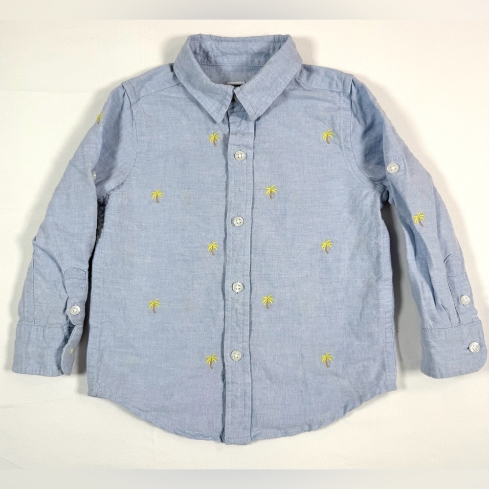 JANIE AND JACK Boys Aerin Resort Palm Tree Button Down 18-24M Coastal Preppy